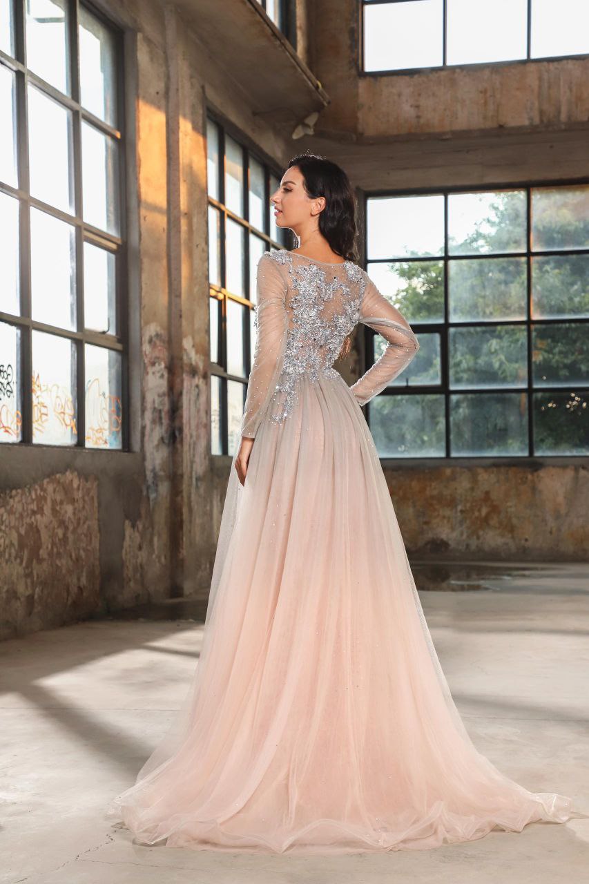 7601 Lace Overlay Gown