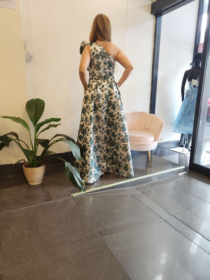 EM2253I Ruffled One-Shoulder