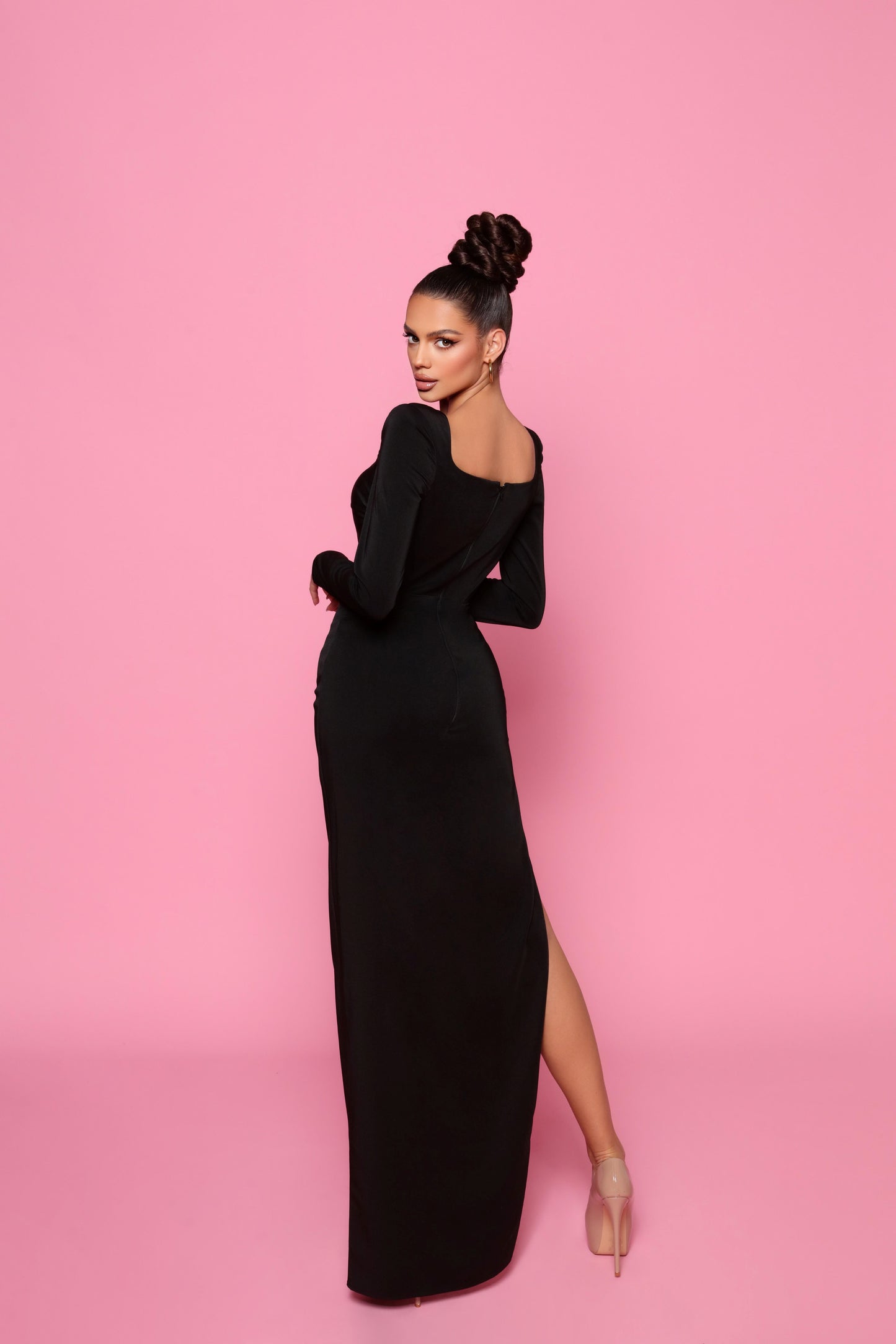 Woman in a black Formal dress 