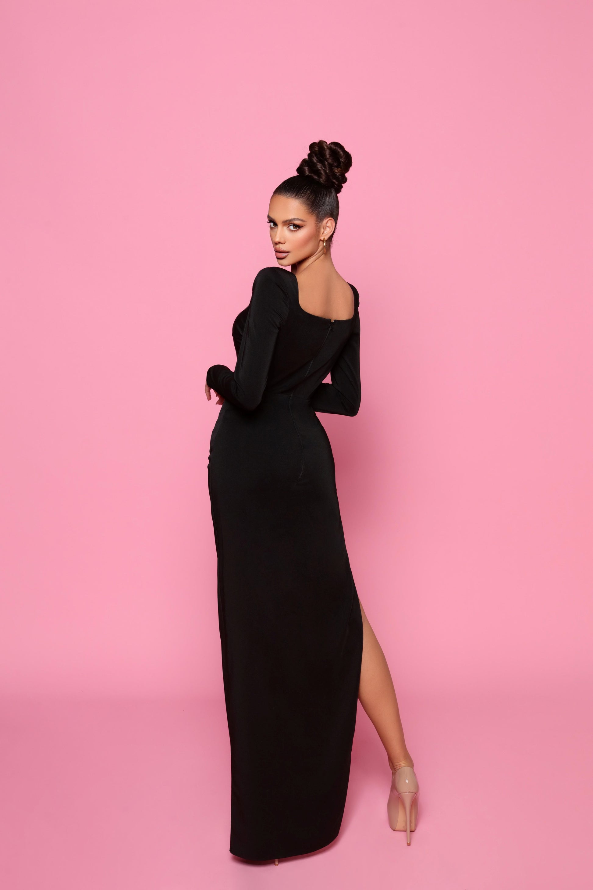 Woman in a black Formal dress 