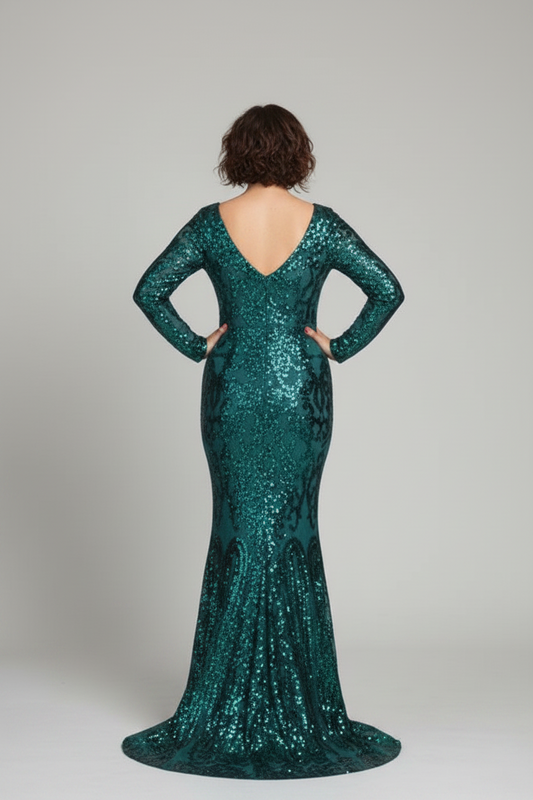 T1890 Long Sleeve Gown